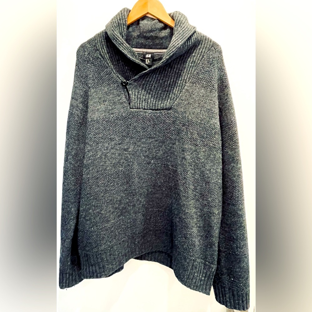 H&M Gray Shawl Collar Sweater Size XL